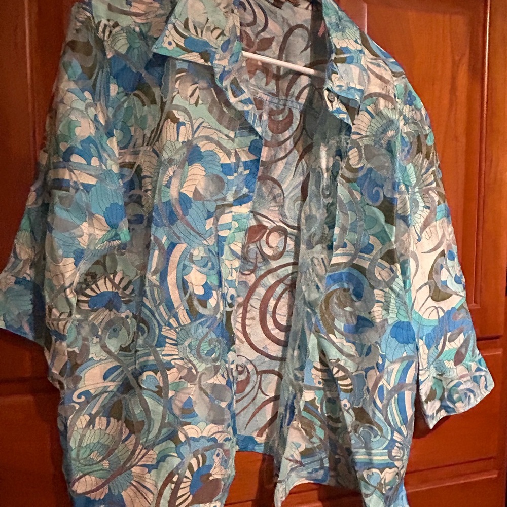 Notations Blue and White Floral Shirt